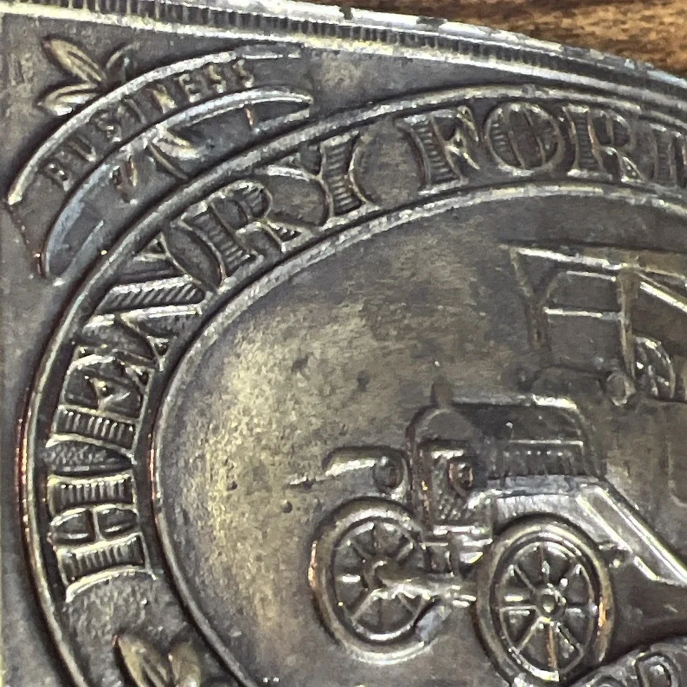Vintage Henry Ford Detroit Automobiles Model T Car Record Year Belt Buckle